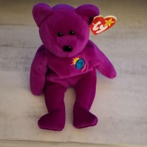 Ty Beanie Baby "Milkennium" Bright Purple Stuffed Bear